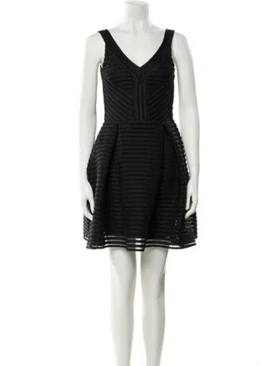 Pre-owned Maje V-neck Mini Dress In Black