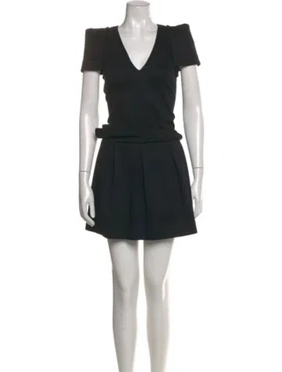 Pre-owned Maje V-neck Mini Dress In Black