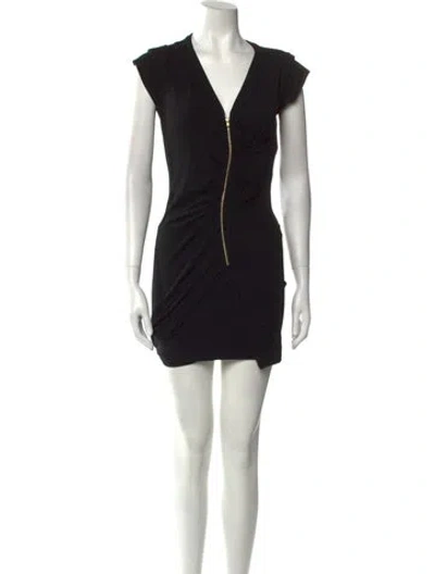 Pre-owned Maje V-neck Mini Dress In Black