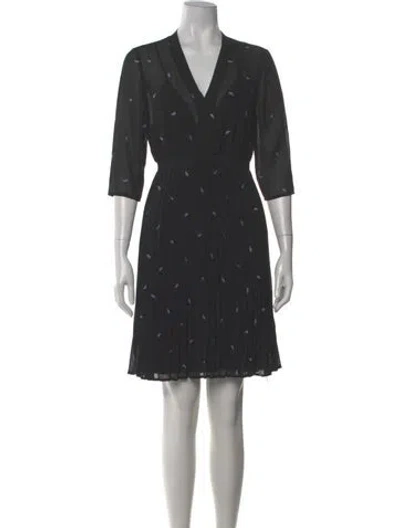 Pre-owned Maje V-neck Mini Dress In Black