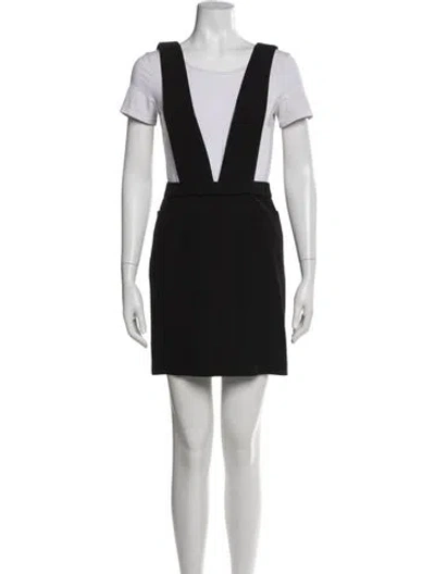 Pre-owned Maje V-neck Mini Dress In Black