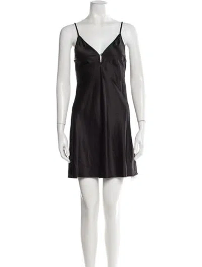 Pre-owned Maje V-neck Mini Dress In Black