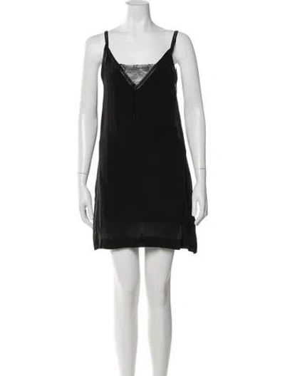 Pre-owned Maje V-neck Mini Dress In Black