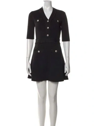 Pre-owned Maje V-neck Mini Dress In Black