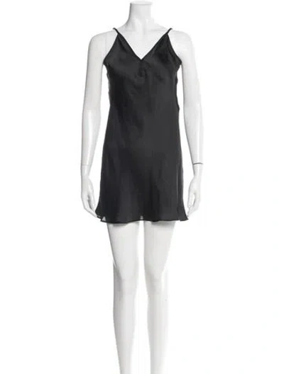 Pre-owned Maje V-neck Mini Dress In Black