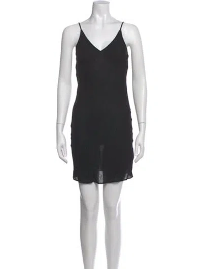 Pre-owned Maje V-neck Mini Dress In Black
