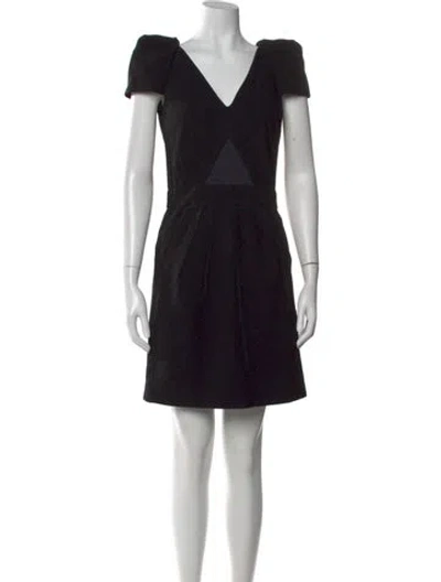 Pre-owned Maje V-neck Mini Dress In Black