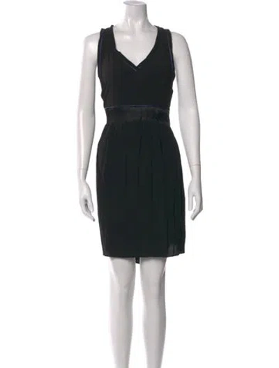 Pre-owned Maje V-neck Mini Dress In Black