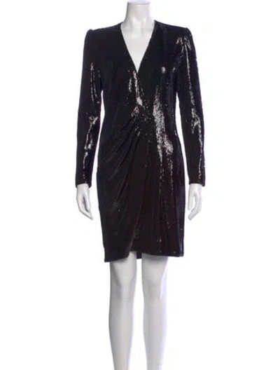 Pre-owned Maje V-neck Mini Dress In Black
