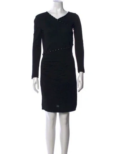 Pre-owned Maje V-neck Mini Dress In Black