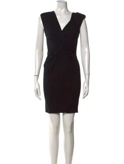 Pre-owned Maje V-neck Mini Dress In Black