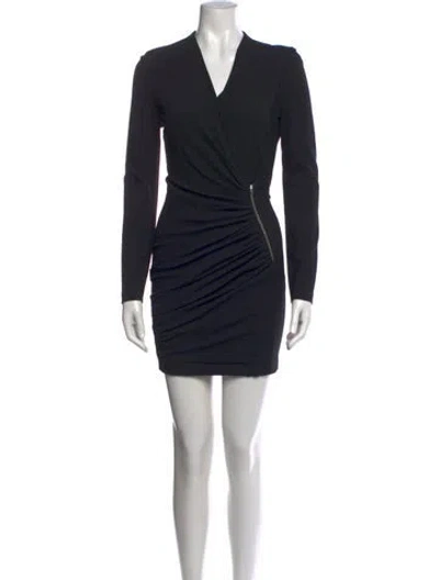 Pre-owned Maje V-neck Mini Dress In Black