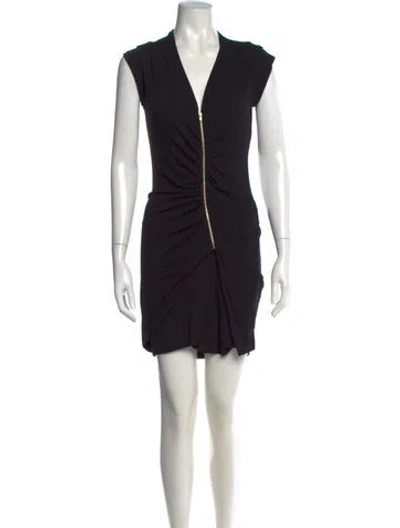 Pre-owned Maje V-neck Mini Dress In Black