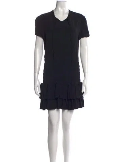 Pre-owned Maje V-neck Mini Dress In Black
