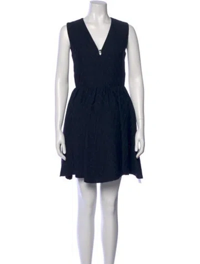 Pre-owned Maje V-neck Mini Dress In Blue