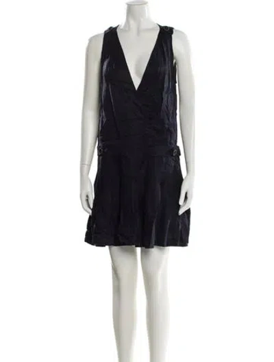 Pre-owned Maje V-neck Mini Dress In Blue