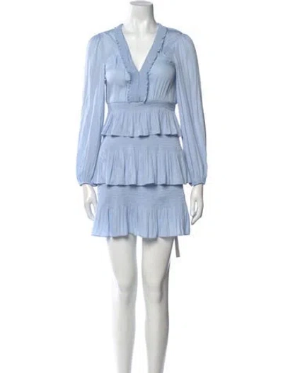 Pre-owned Maje V-neck Mini Dress In Blue