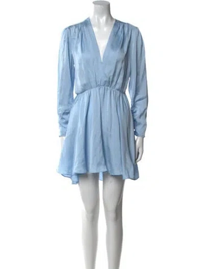 Pre-owned Maje V-neck Mini Dress In Blue