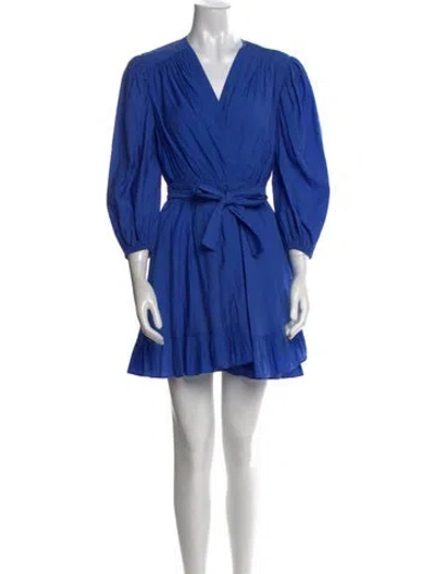 Pre-owned Maje V-neck Mini Dress In Blue