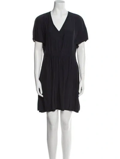 Pre-owned Maje V-neck Mini Dress In Blue