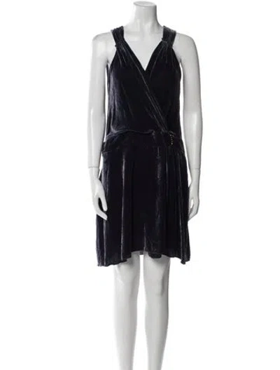 Pre-owned Maje V-neck Mini Dress In Blue