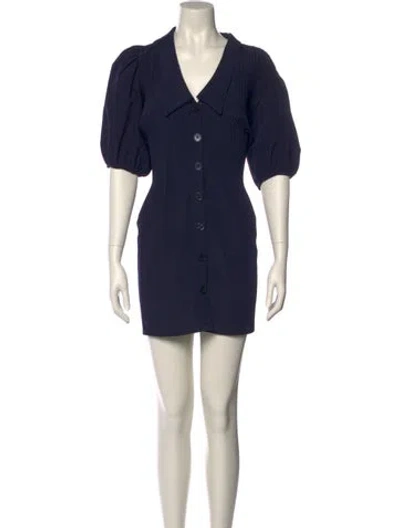Pre-owned Maje V-neck Mini Dress In Blue