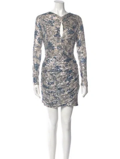 Pre-owned Maje V-neck Mini Dress In Blue