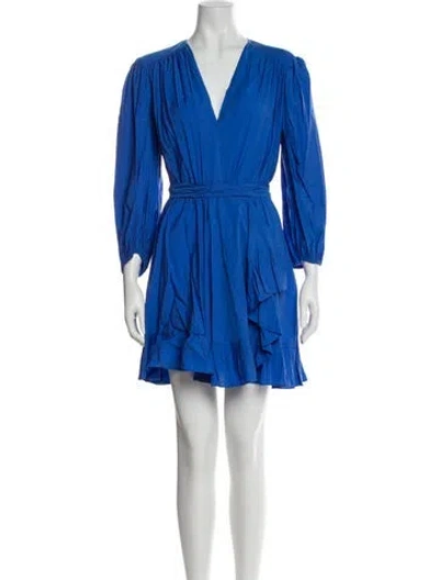 Pre-owned Maje V-neck Mini Dress In Blue