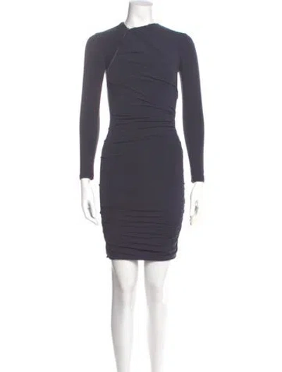 Pre-owned Maje V-neck Mini Dress In Blue