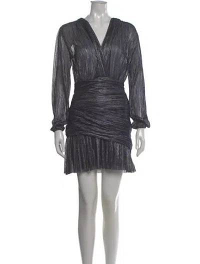 Pre-owned Maje V-neck Mini Dress In Blue