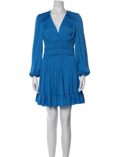 Pre-owned Maje V-neck Mini Dress In Blue