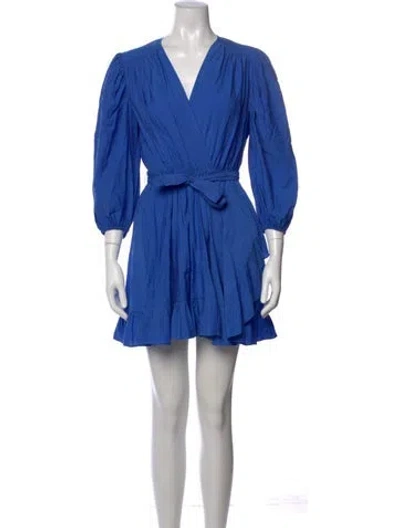 Pre-owned Maje V-neck Mini Dress In Blue