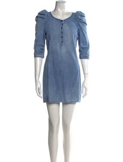 Pre-owned Maje V-neck Mini Dress In Blue