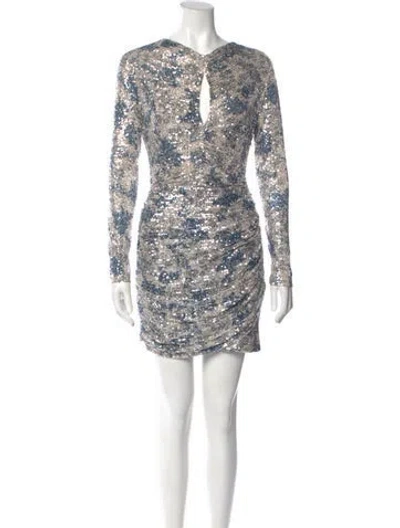 Pre-owned Maje V-neck Mini Dress In Blue