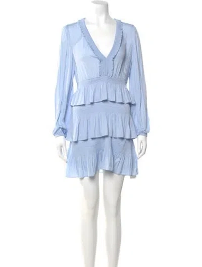 Pre-owned Maje V-neck Mini Dress In Blue