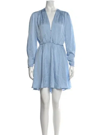 Pre-owned Maje V-neck Mini Dress In Blue