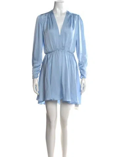 Pre-owned Maje V-neck Mini Dress In Blue