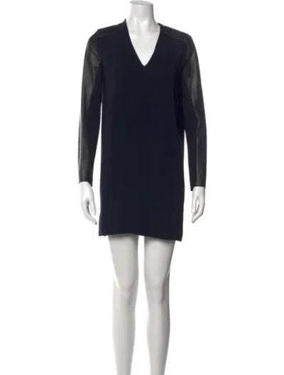 Pre-owned Maje V-neck Mini Dress In Blue