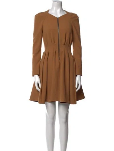 Pre-owned Maje V-neck Mini Dress In Brown