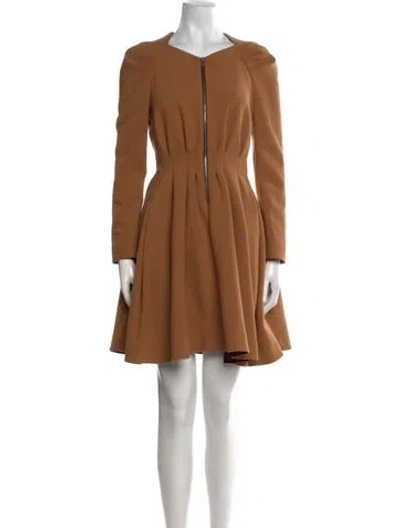 Pre-owned Maje V-neck Mini Dress In Brown