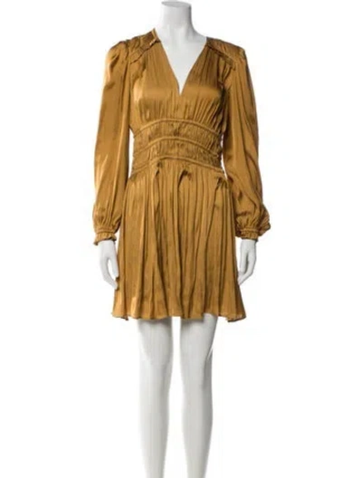 Pre-owned Maje V-neck Mini Dress In Brown