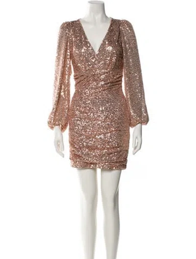 Pre-owned Maje V-neck Mini Dress In Gold