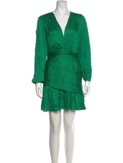 Pre-owned Maje V-neck Mini Dress In Green