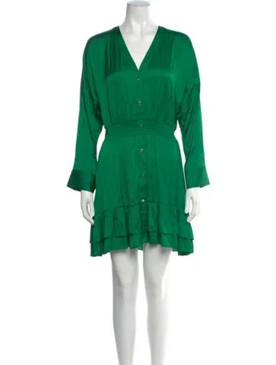 Pre-owned Maje V-neck Mini Dress In Green