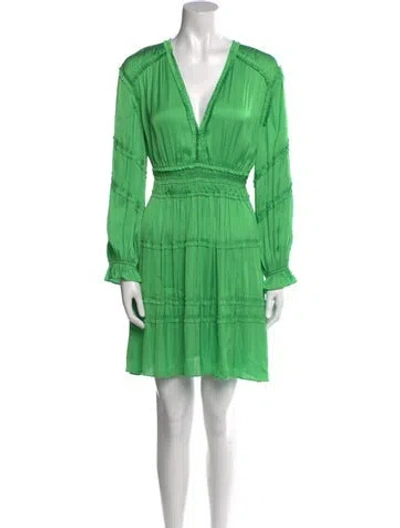 Pre-owned Maje V-neck Mini Dress In Green