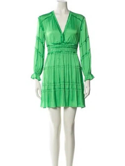 Pre-owned Maje V-neck Mini Dress In Green