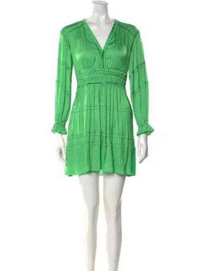 Pre-owned Maje V-neck Mini Dress In Green