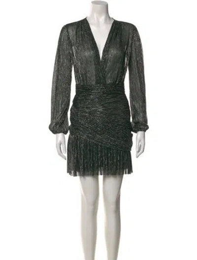 Pre-owned Maje V-neck Mini Dress In Green