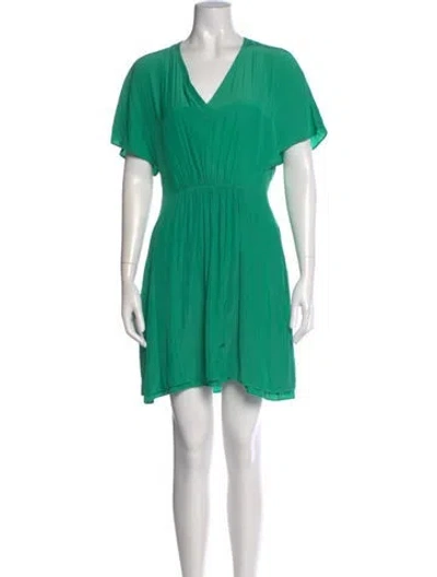 Pre-owned Maje V-neck Mini Dress In Green