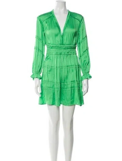 Pre-owned Maje V-neck Mini Dress In Green